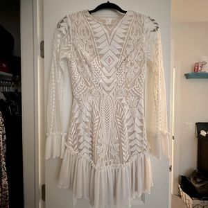 Off white long sleeve mini dress